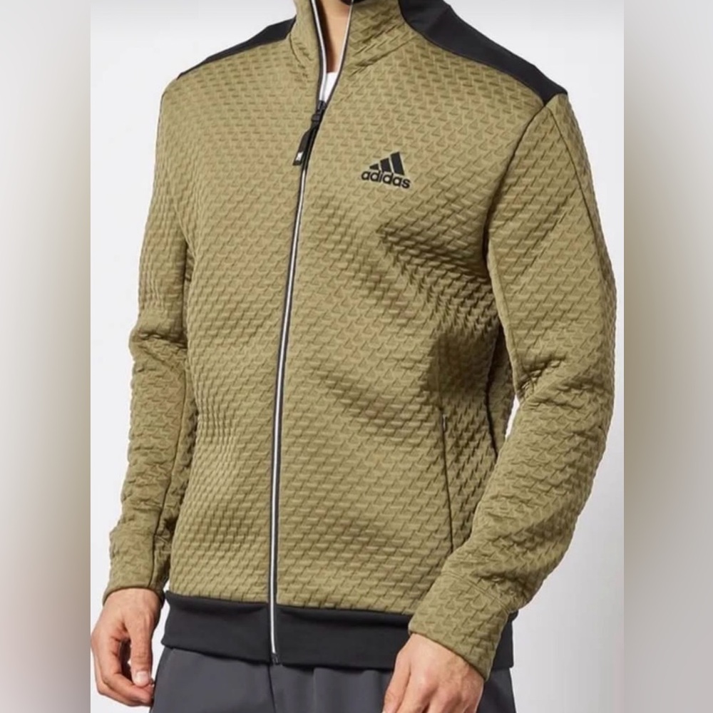 Adidas Men's Textured Green Performance Jacket